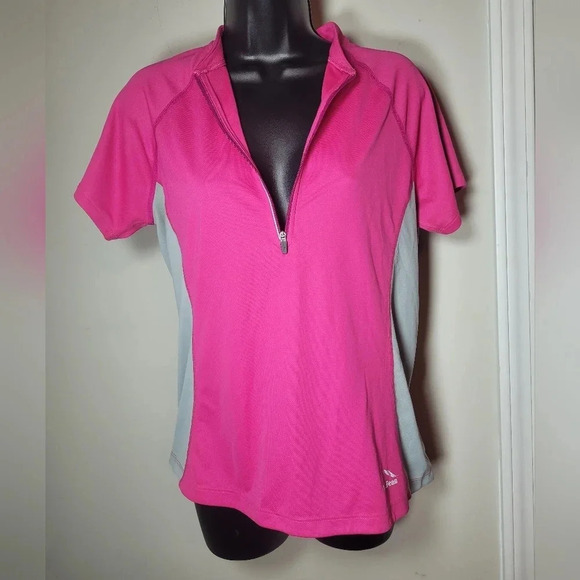 L.L. Bean Pink Quarter Zip Athletic Polo Shirt sz M - Picture 2 of 9